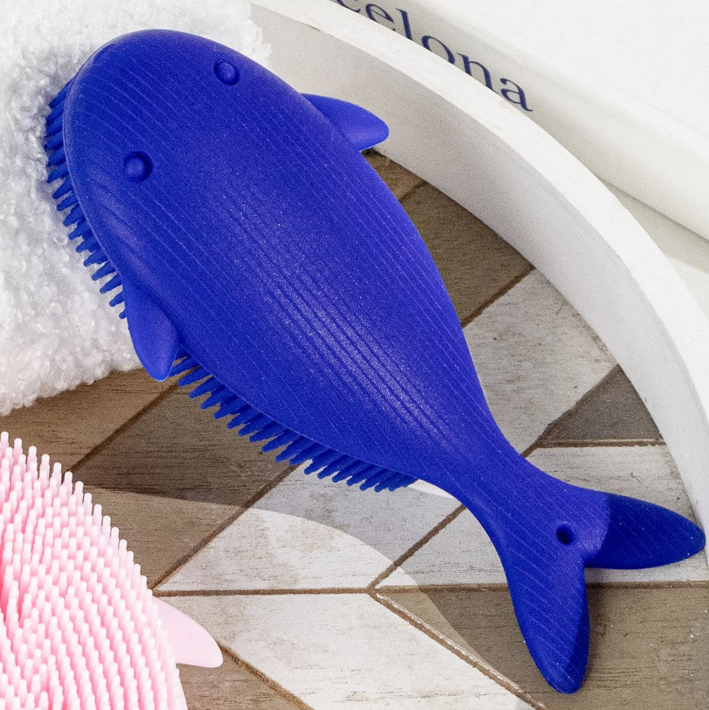 Penepico Premium Sensory Brush for Kids and Autism – Soft Silicone Body Scrubber, 2-in-1 Bath Brush (Whale-Blue)