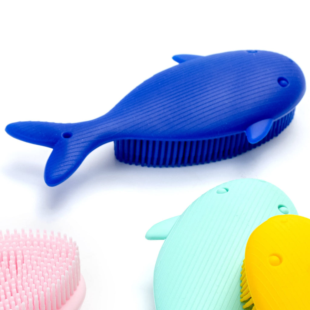 Penepico Premium Sensory Brush for Kids and Autism – Soft Silicone Body Scrubber, 2-in-1 Bath Brush (Whale-Blue)