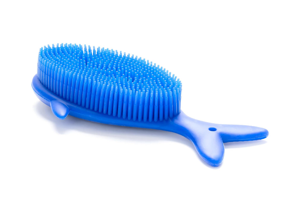 Penepico Premium Sensory Brush for Kids and Autism – Soft Silicone Body Scrubber, 2-in-1 Bath Brush (Whale-Blue)