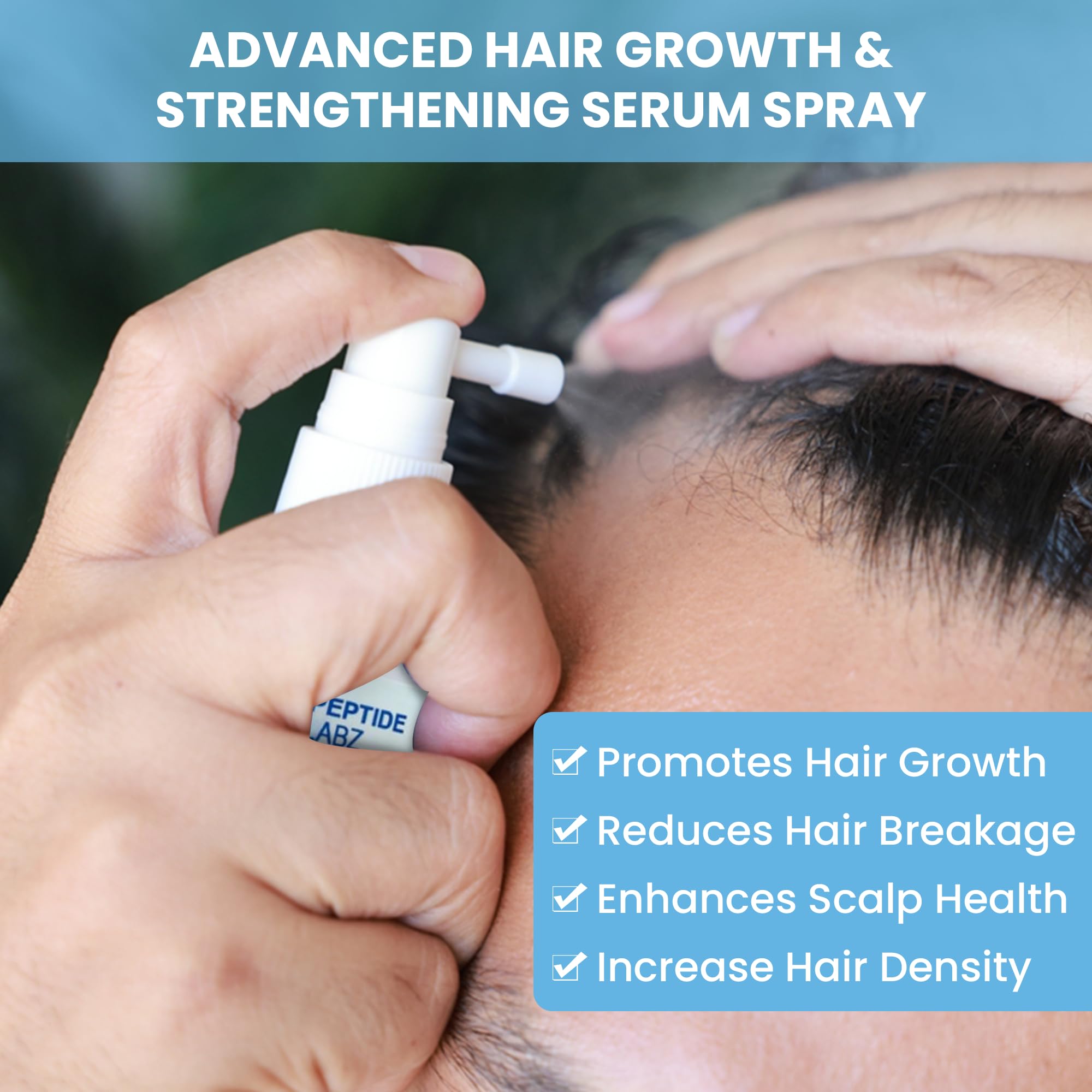 PeptideLabz Hair Growth Serum Spray – Acetyl Tetrapeptide-3, Biotinoyl Tripeptide-1, Caffeine, Licorice Root Extract