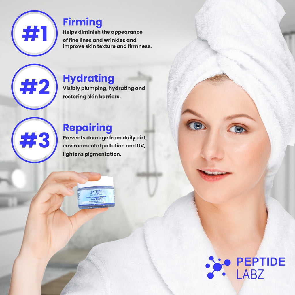 PeptideLabz Copper Peptide Face Cream – Firming, Repair, and Hydration (1.7 oz)