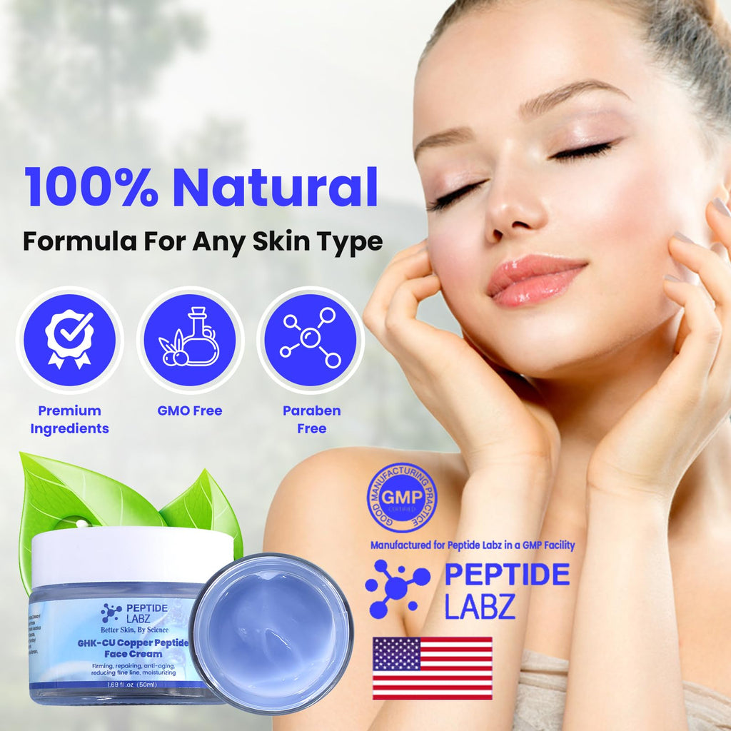 PeptideLabz Copper Peptide Face Cream – Firming, Repair, and Hydration (1.7 oz)
