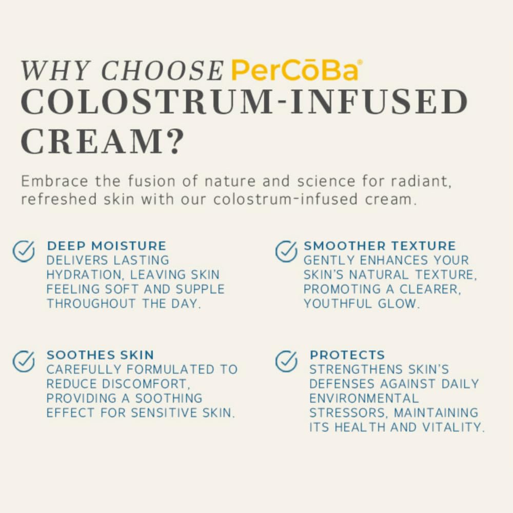 PERCOBA Colostrum Face Cream – Rejuvenating, Non-Greasy Formula for Face, Neck & Hands