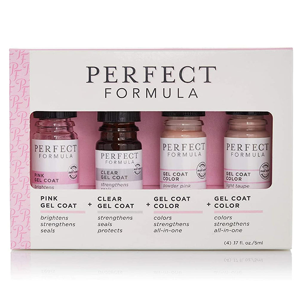 Perfect Formula Gel Coat Manicure Set – Nail Strengthener with Keratin (4 x 0.17 Fl oz) – Made in USA