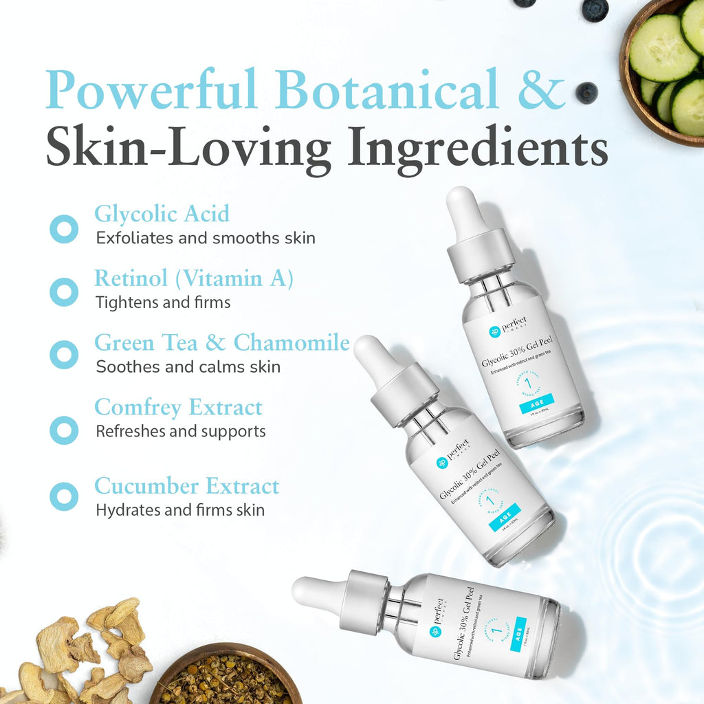 Perfect Image Glycolic 30% Gel Peel – Retinol & Green Tea, 1 oz | Professional Chemical Peel