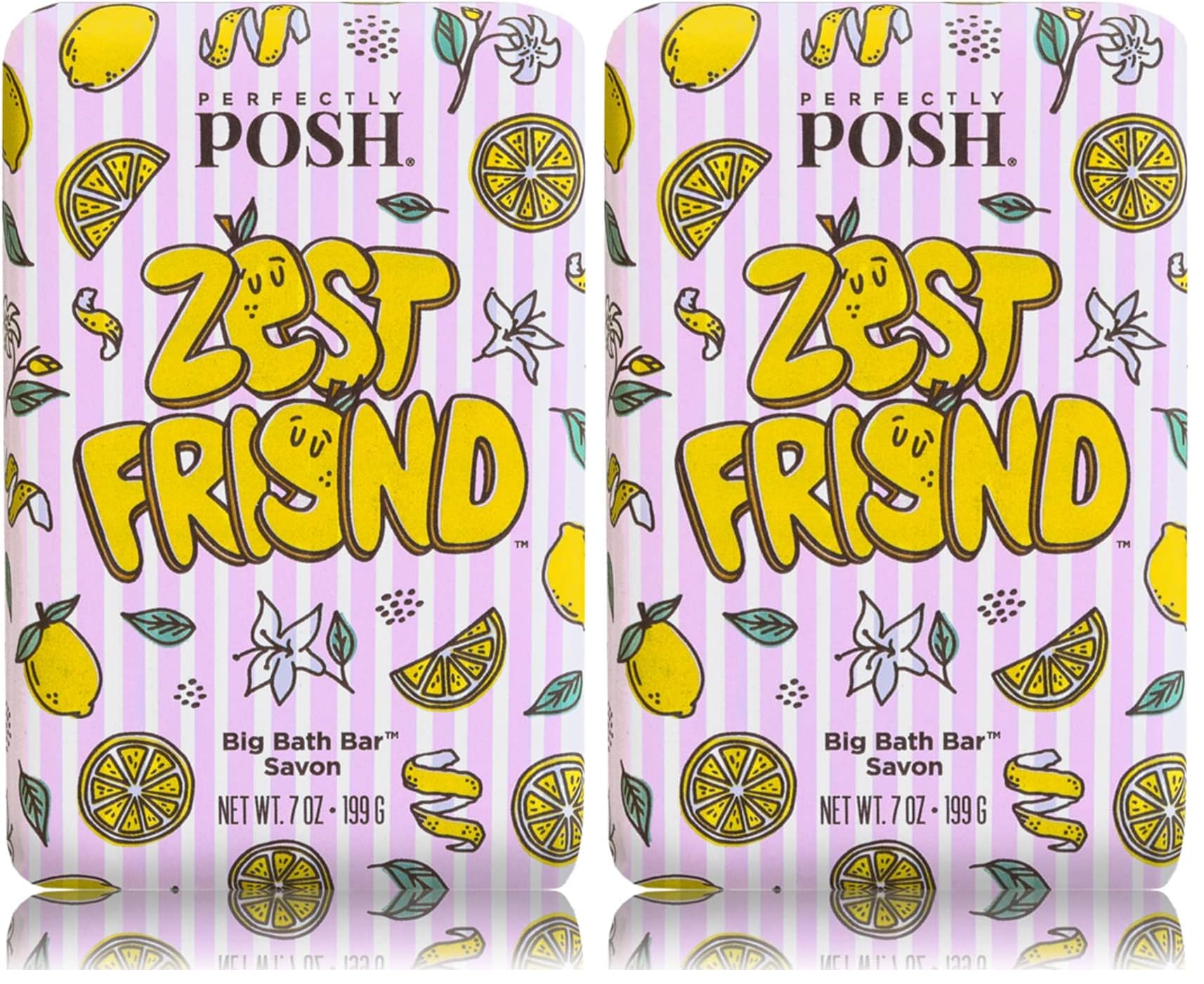 Perfectly Posh Zest Friend Big Bath Bar – Refreshing Citrus Scent & Moisturizing Soap (7oz Pack of 2)