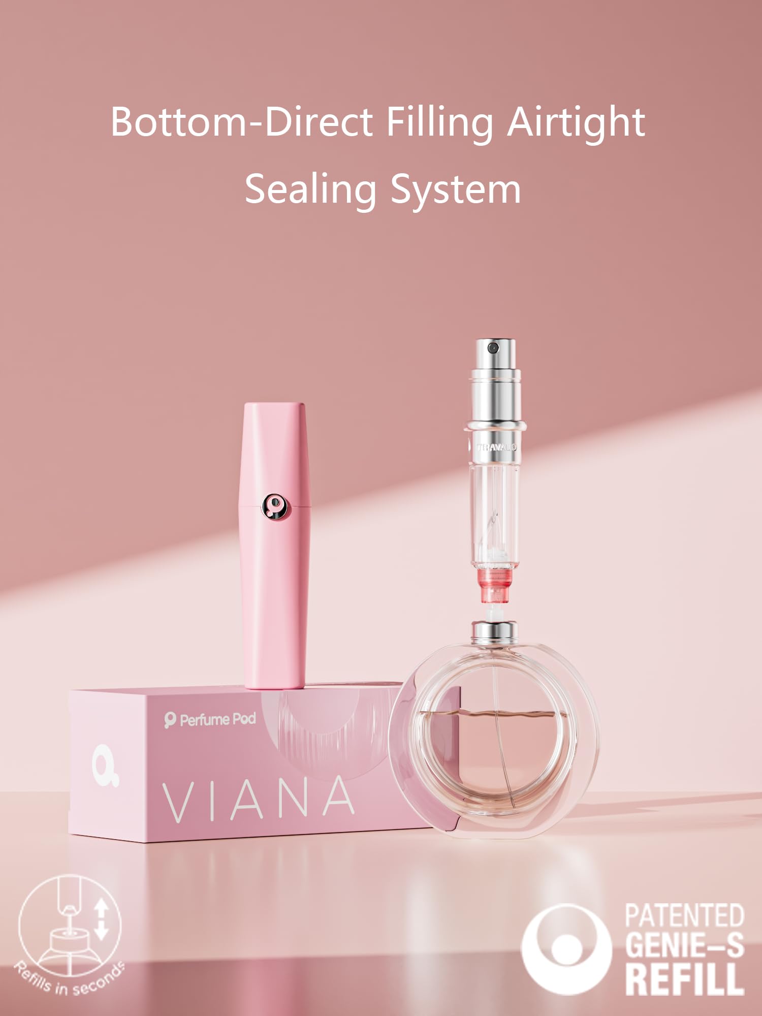 Perfume Pod ATOM Refillable Perfume Atomizer (ATOM01, Pink) – Travel-Ready