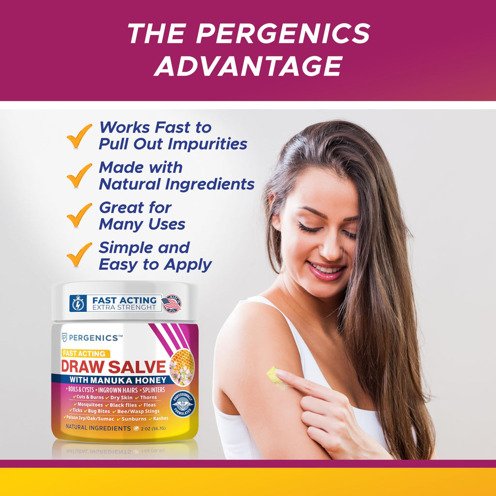 Pergenics Manuka Honey Draw Salve Ointment – Skin Soothing, 2 oz
