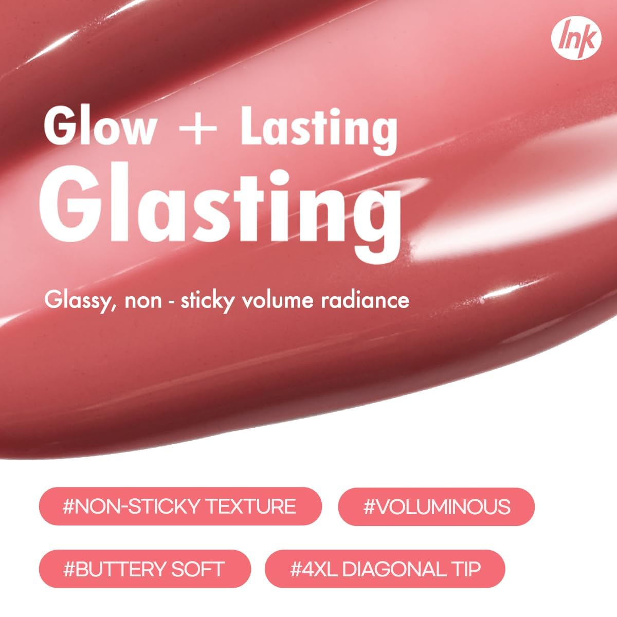 Peripera Ink Glasting Lip Gloss – 4XL Wand, Non-Sticky Glass Shine, Shade 016 All That Berry