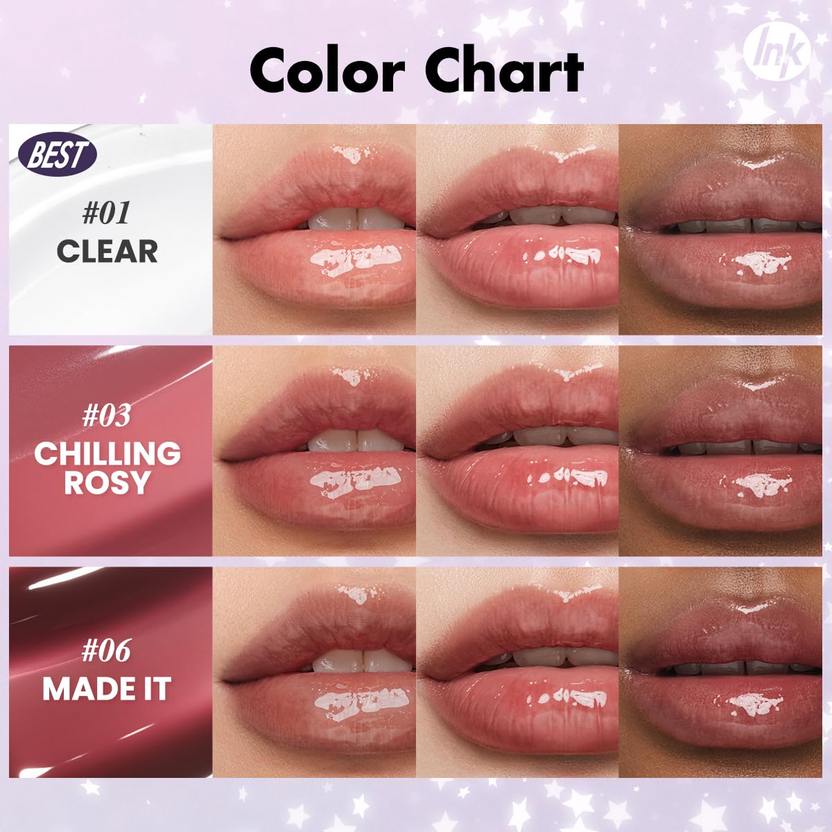 Peripera Ink Glasting Mini Gift Set Lip Gloss #01 #03 #06 | Long-Lasting Hydration