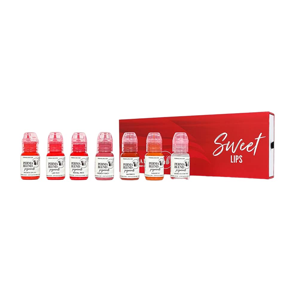 Perma Blend Sweet Lip Set 6 Pink & Red Pigments + Shading Solution for PMU Lip Blush & Microblading