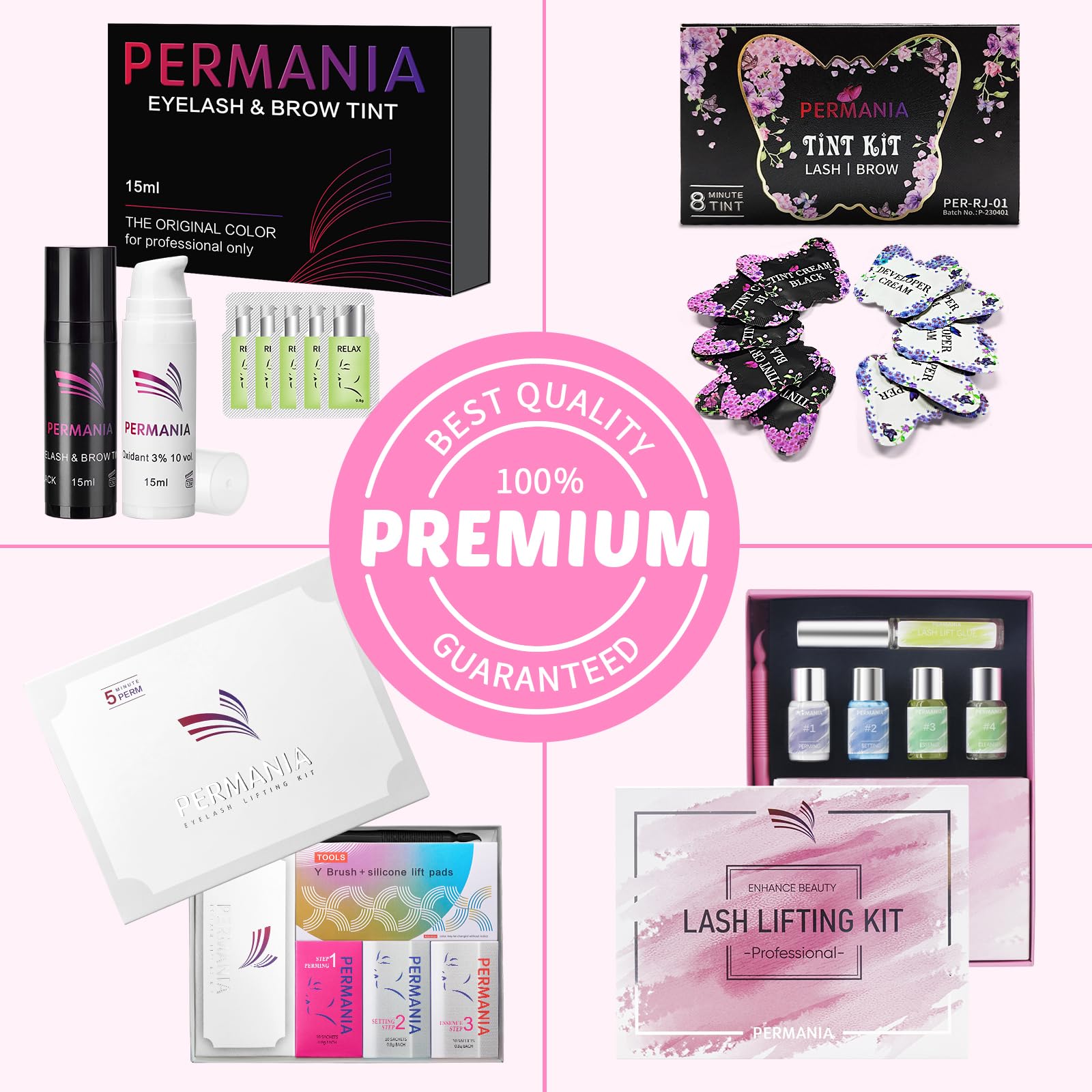 PERMANIA Lash Lift & Black Color Kit – Salon-Quality Eyelash Perm & Brow Lamination