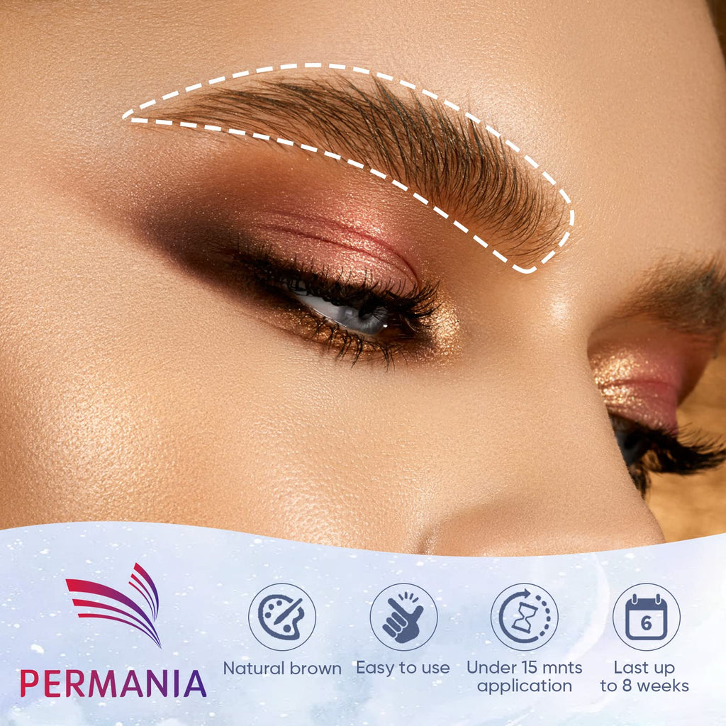 PERMANIA Brow Lamination Kit – Lash Lift & Brow Color, Salon & Home Use, Up to 6 Weeks