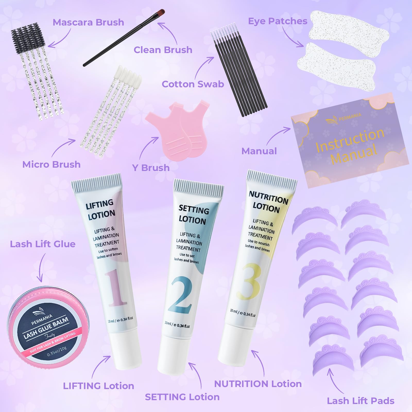 PERMANIA Korean Lash Lift Kit – Open-Eye Design for Salon-Quality Lash Lifts