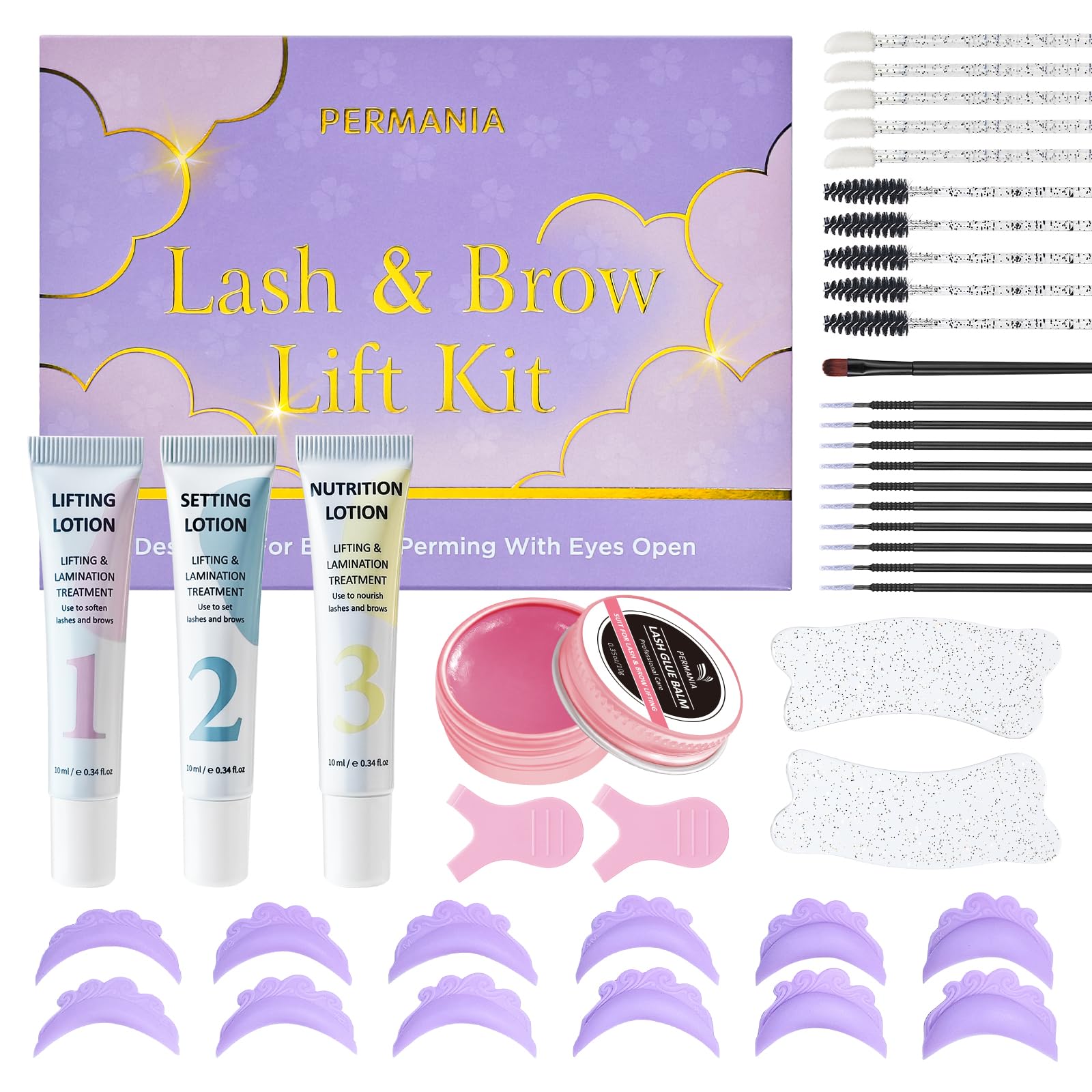PERMANIA Korean Lash Lift Kit – Open-Eye Design for Salon-Quality Lash Lifts