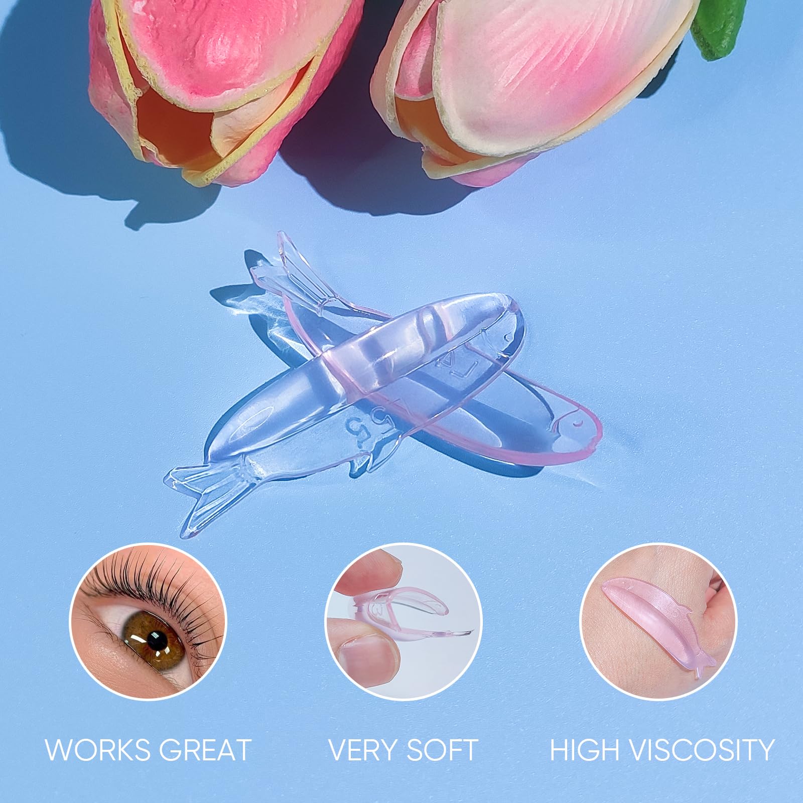 PERMANIA Lash Lift Pads – Self-Adhesive, 5 Sizes, 10Pcs Reusable Pink