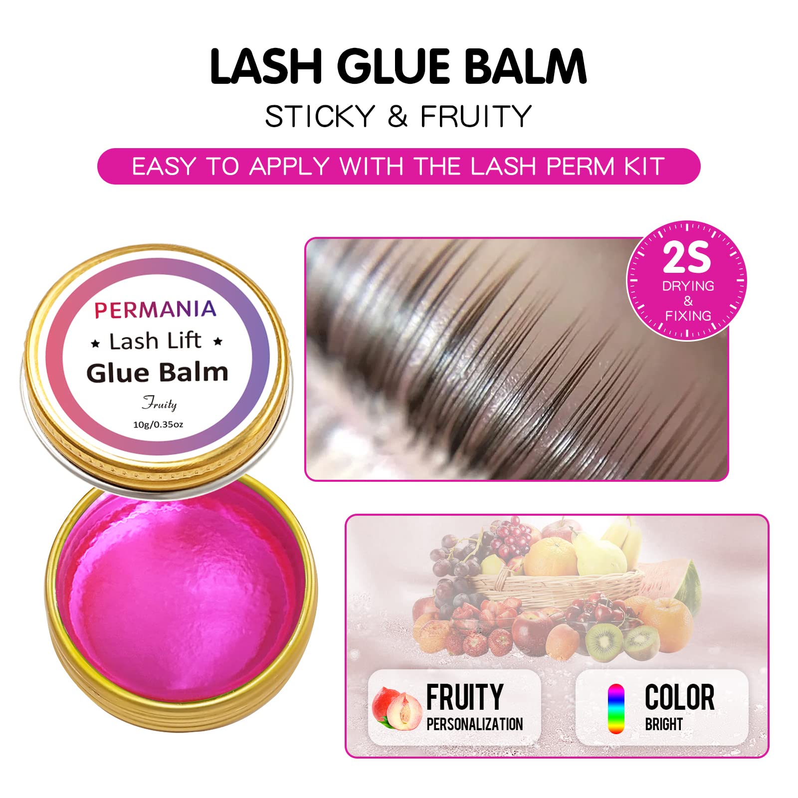 PERMANIA Lash Glue Balm – Strong Hold for Lash Lifts & Brow Lamination Pink