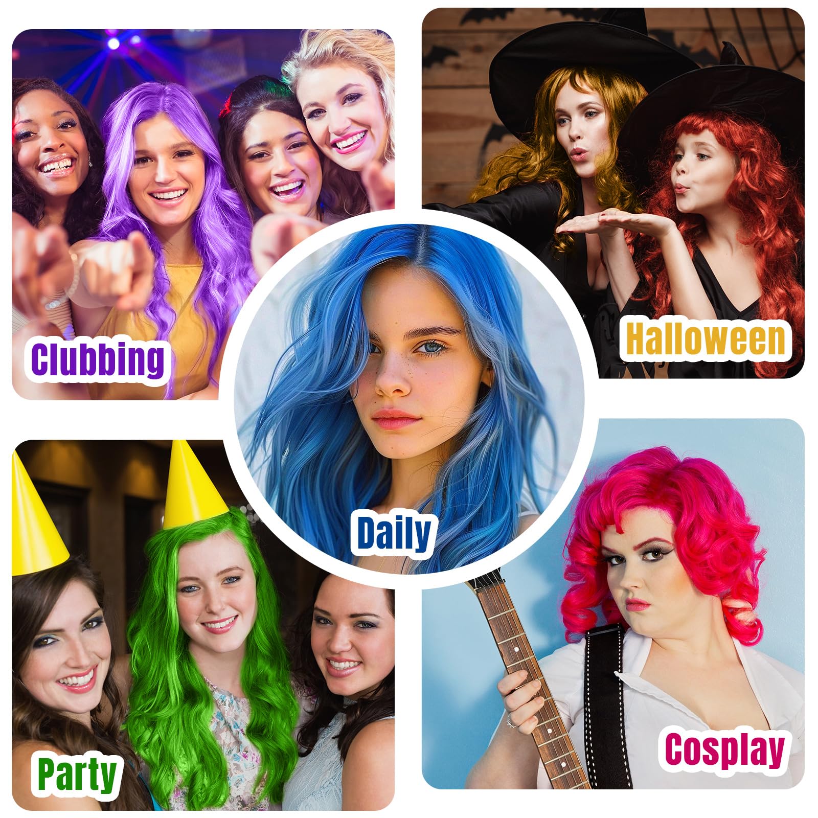 Permotary 6 Colors Temporary Hair Color Wax – Party, Cosplay & Halloween Dye Wax (25.38 oz)