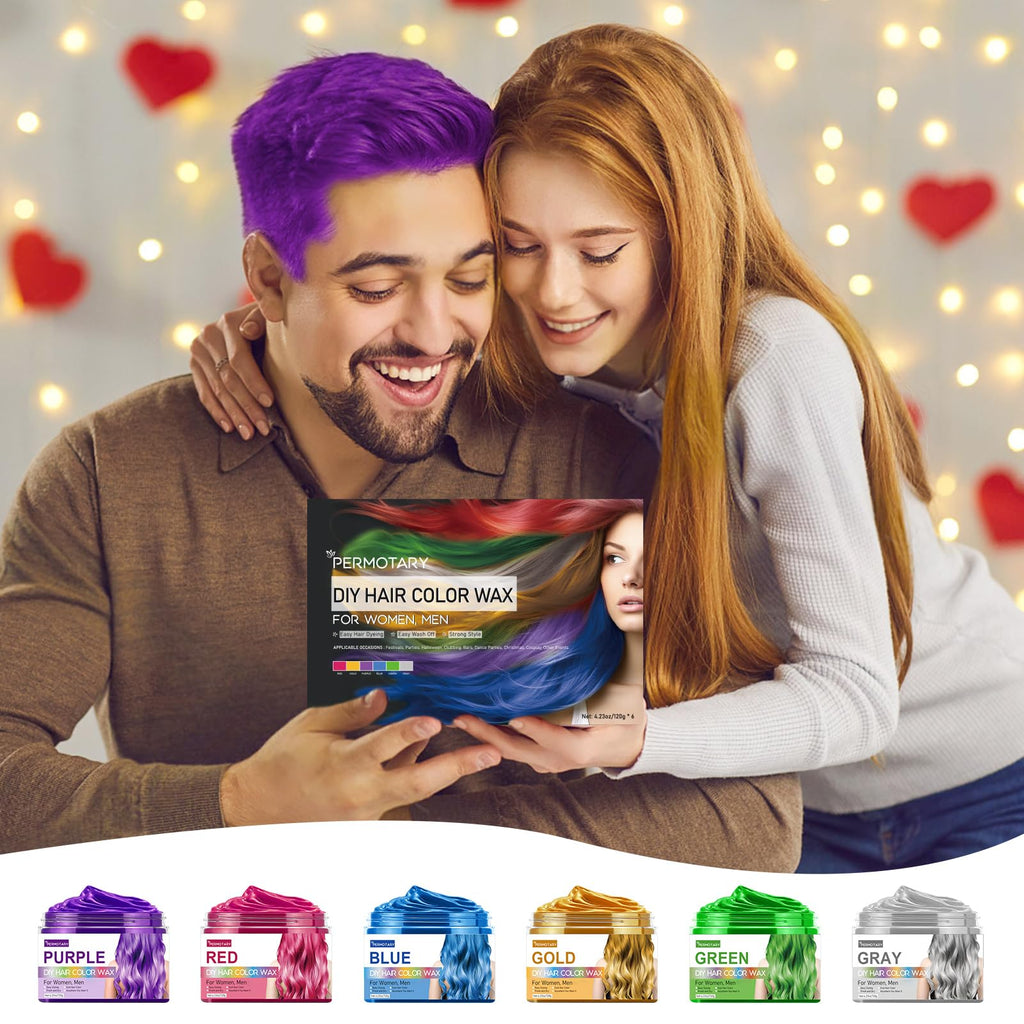 Permotary 6 Colors Temporary Hair Color Wax – Party, Cosplay & Halloween Dye Wax (25.38 oz)