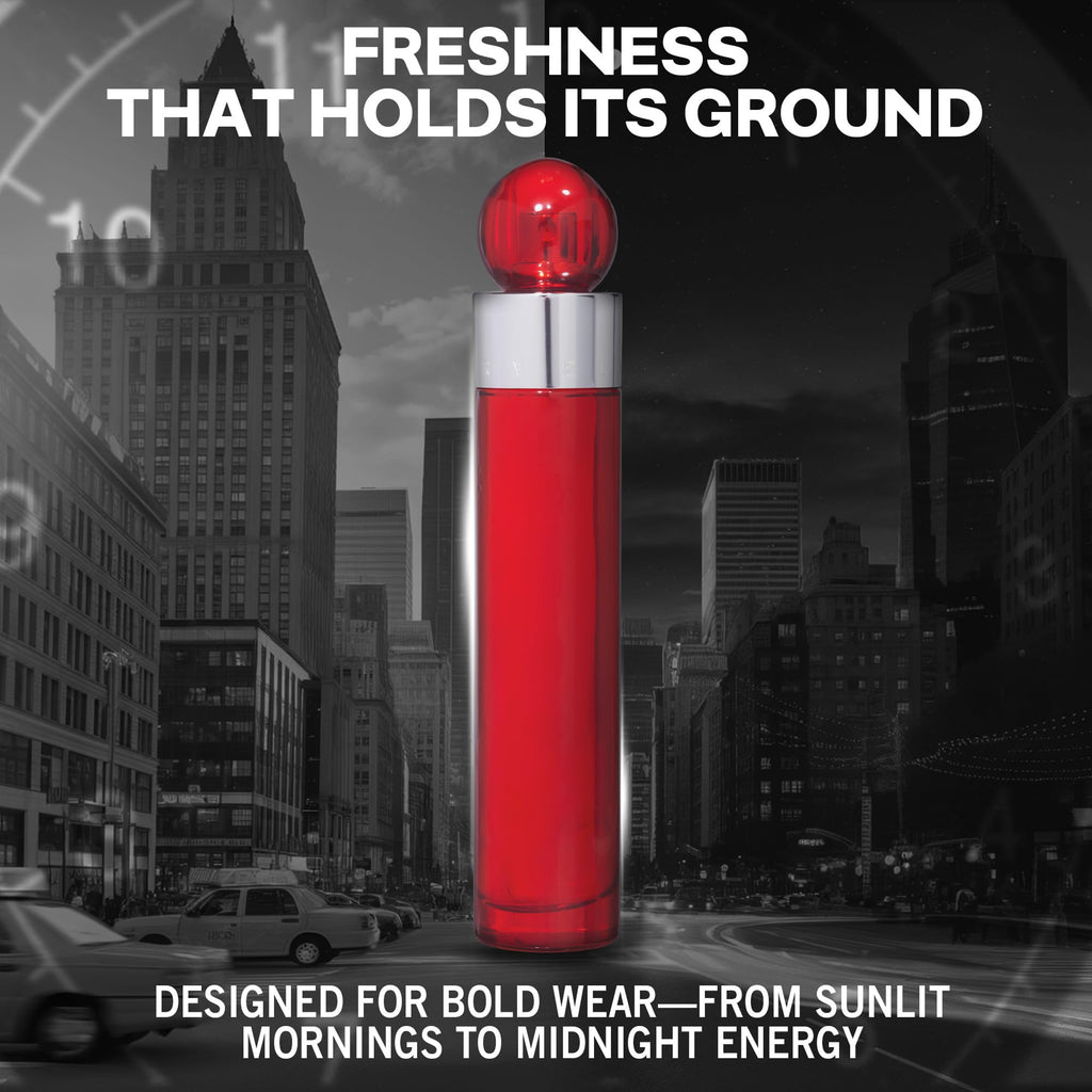 Perry Ellis 360° Red Eau de Toilette for Men | Bold Citrus, Spice & Patchouli | 3.4 oz