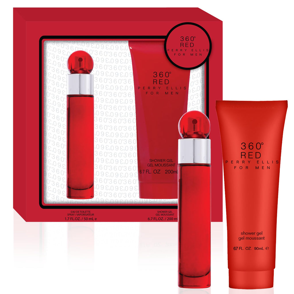 Perry Ellis 360° Red for Men – 2-Piece Gift Set (EDT 1.7 oz + Shower Gel 6.7 oz)