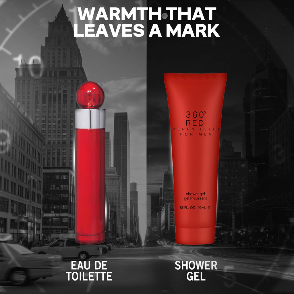 Perry Ellis 360° Red for Men – 2-Piece Gift Set (EDT 1.7 oz + Shower Gel 6.7 oz)