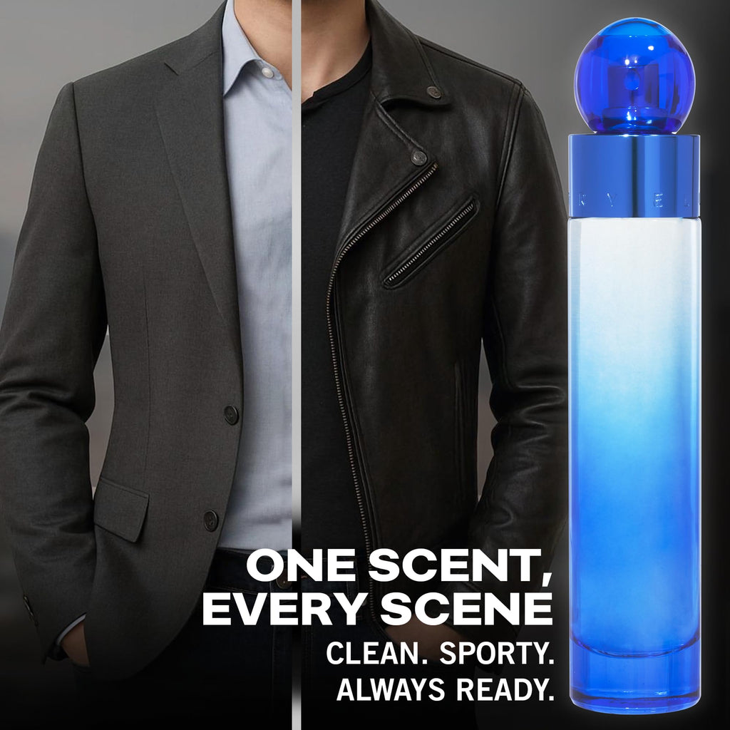Perry Ellis 360° Very Blue Gift Set – EDT 3.4 oz, Shower Gel 3 oz, Body Spray 6 oz, Mini EDT
