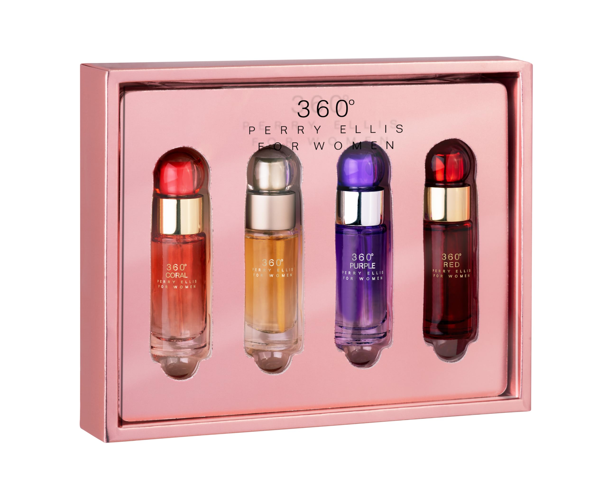 Perry Ellis 360° Women 4-Piece Mini Gift Set – 0.25 fl oz Travel Sprays