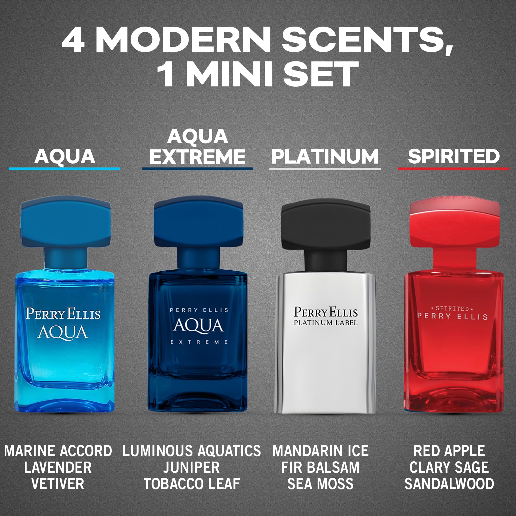 Perry Ellis 4-Piece Mini Cologne Set — Travel-Size EDT Sampler for Men
