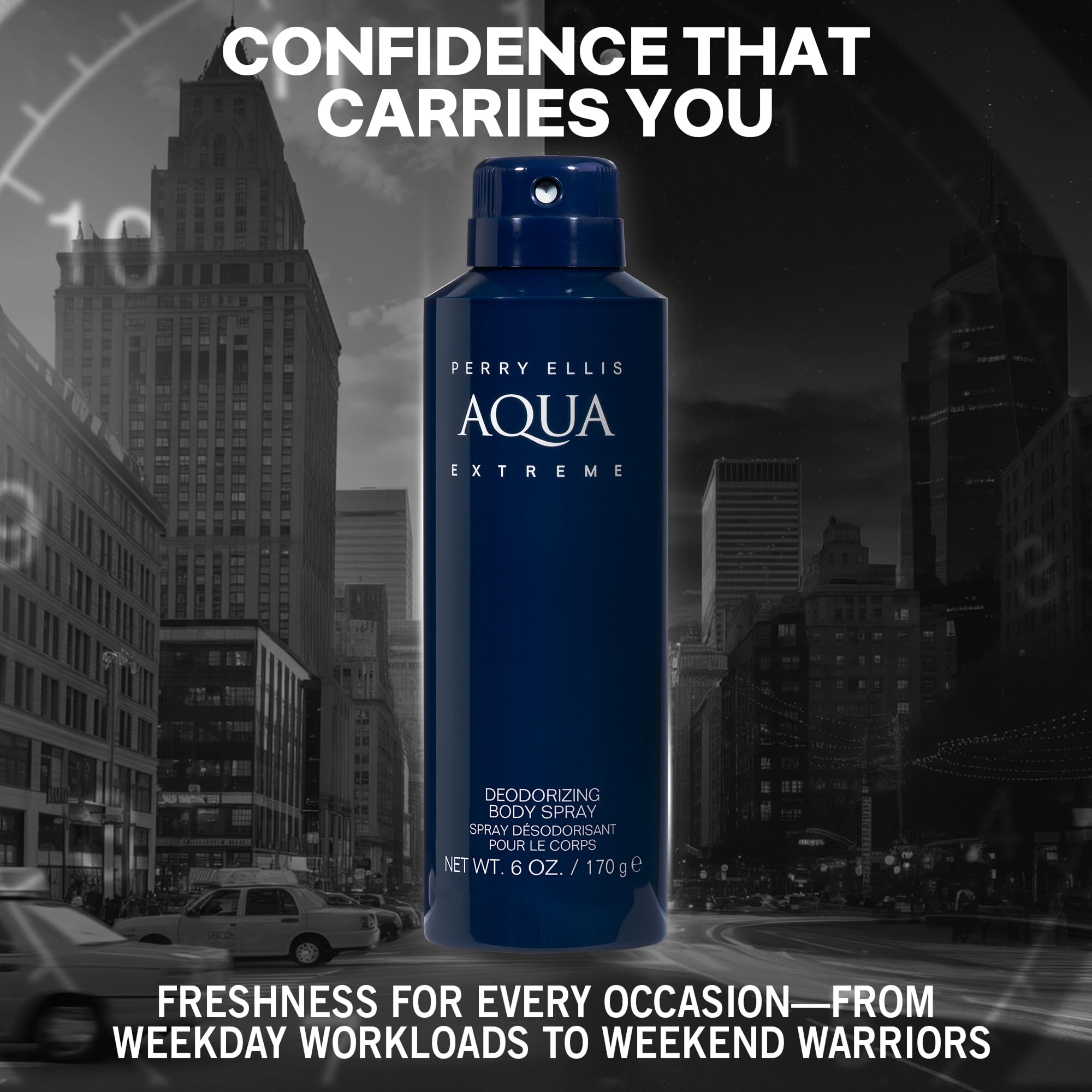 Perry Ellis Aqua Extreme Body Spray for Men – Fresh Wood & Spice, 6 oz