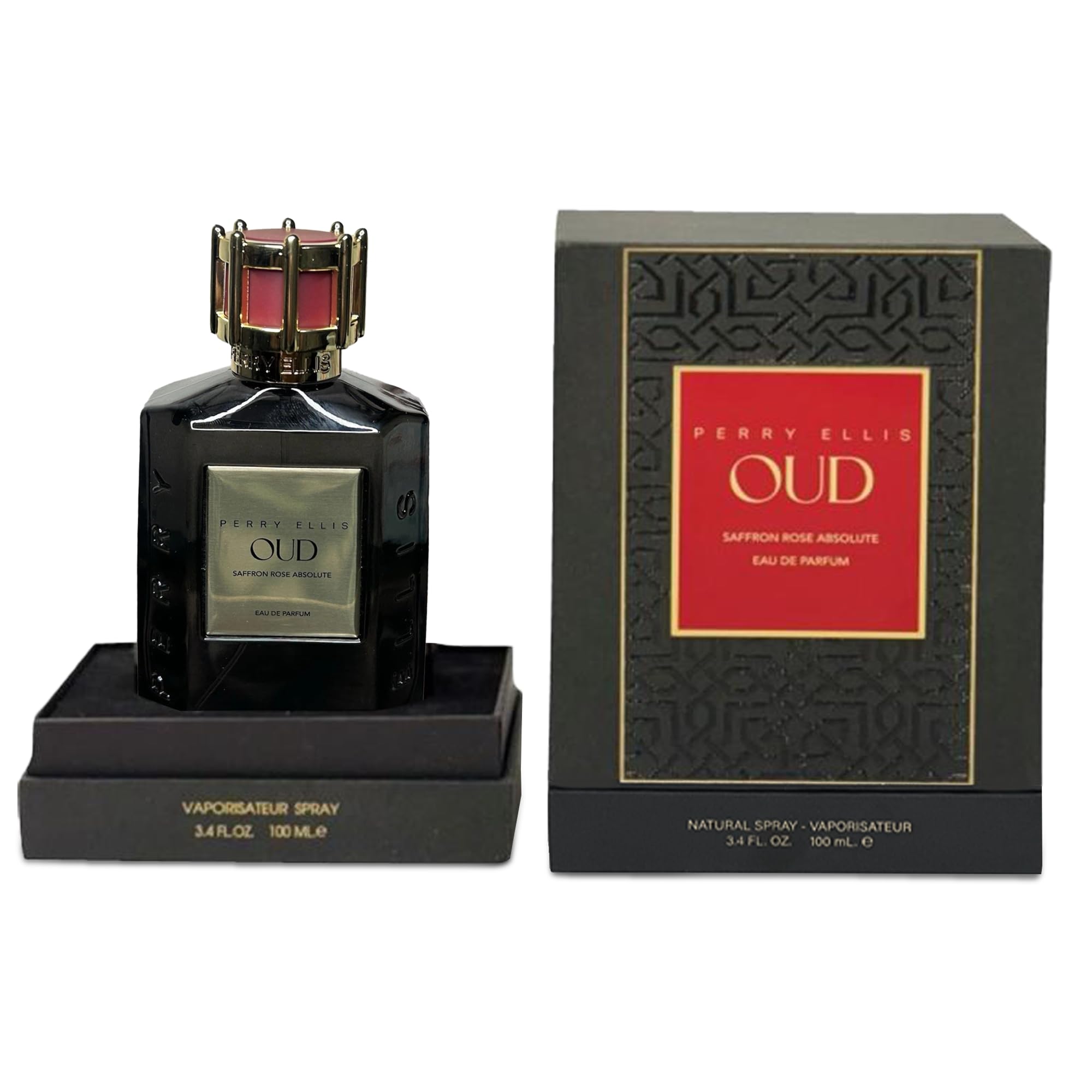 Perry Ellis OUD Saffron Rose EDP Spray – Unisex Floral Oud Perfume 3.4 fl oz