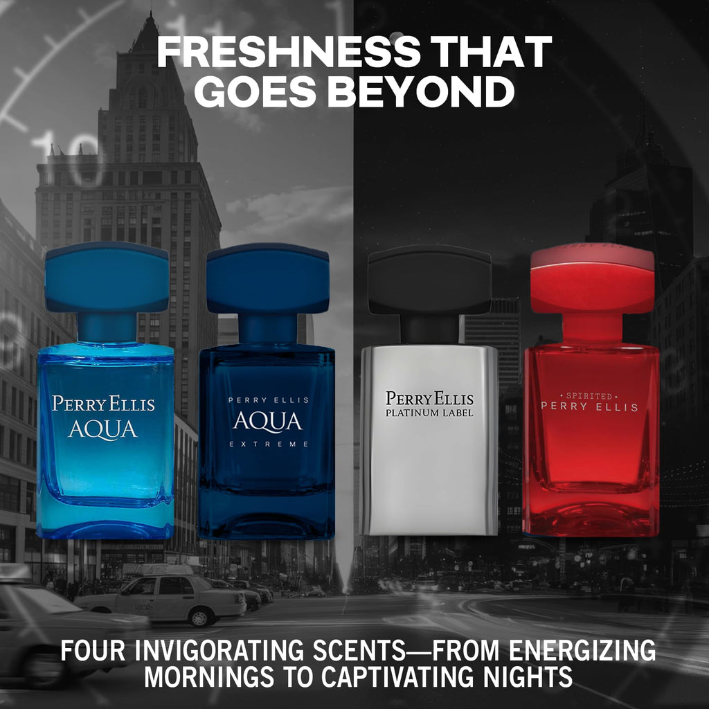 Perry Ellis 4-Piece Mini Cologne Set — Travel-Size EDT Sampler for Men