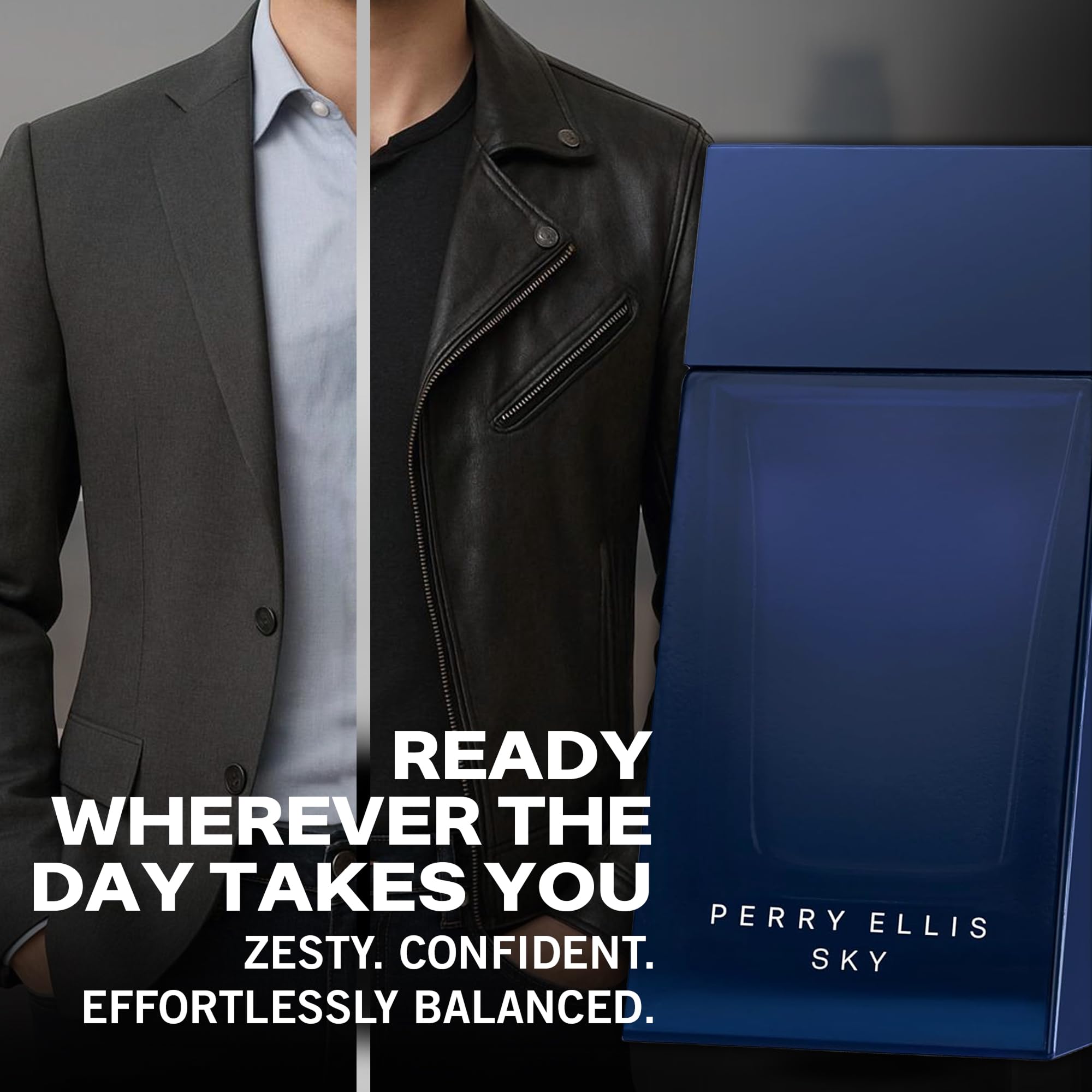 Perry Ellis Sky Eau de Toilette for Men – Fresh Bergamot, Lime & Cedarwood, 3.4 oz (100 mL)
