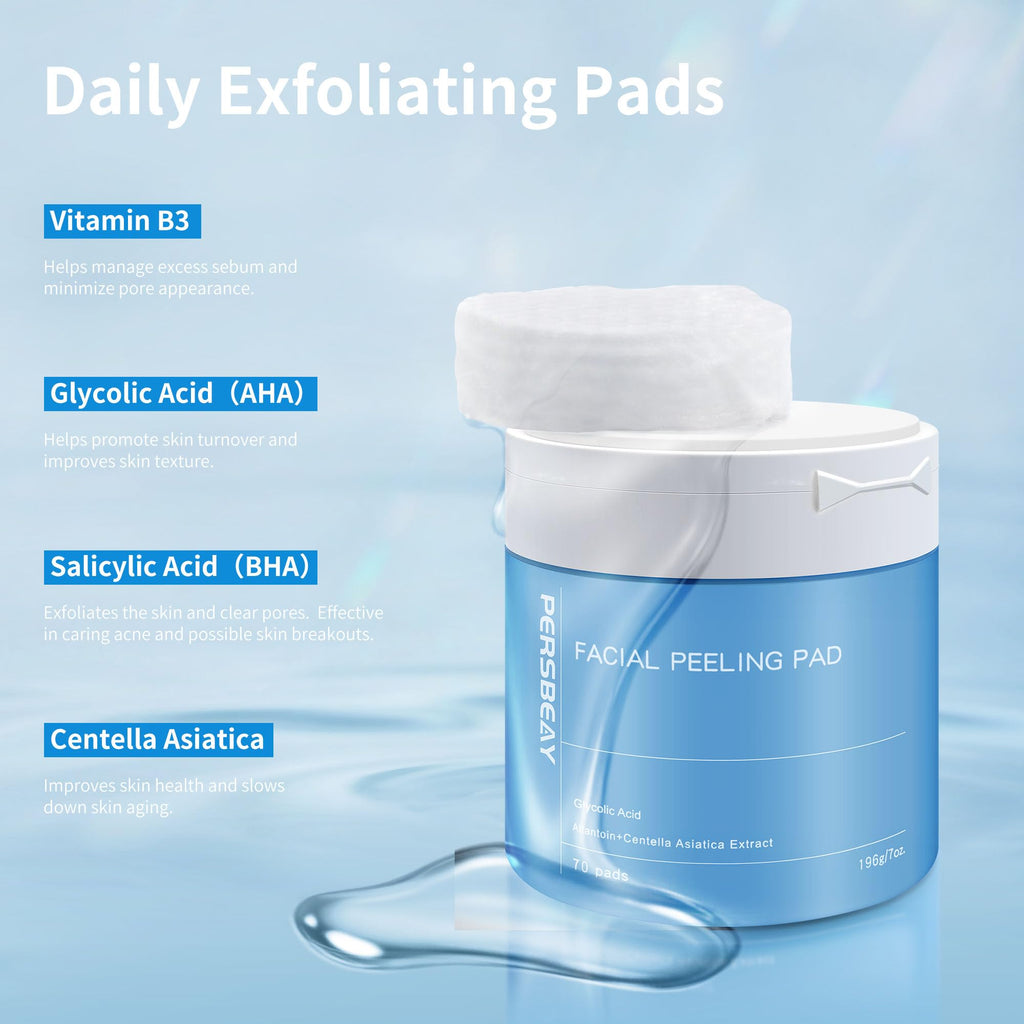Persbeay Glycolic Acid Pads – Exfoliating Toner for Radiant Skin | 70 Count