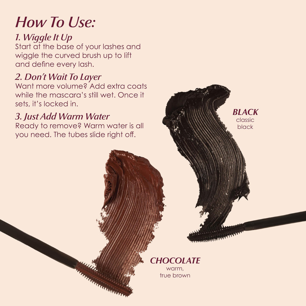 PERSONA Volumizing Tubing Mascara | Lift, Lengthen & Define | Water-Removable, Buildable Volume (Chocolate) — Made in Italy