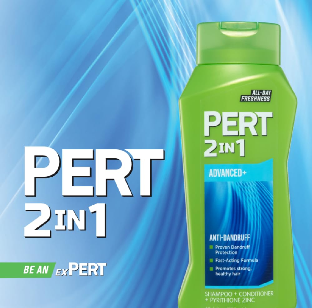 Pert 2-in-1 Shampoo & Conditioner – Anti-Dandruff, 13.5 fl oz (Pack of 6) | Classic Clean Scent