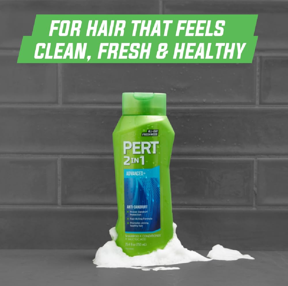 Pert 2-in-1 Shampoo & Conditioner – Anti-Dandruff, 13.5 fl oz (Pack of 6) | Classic Clean Scent
