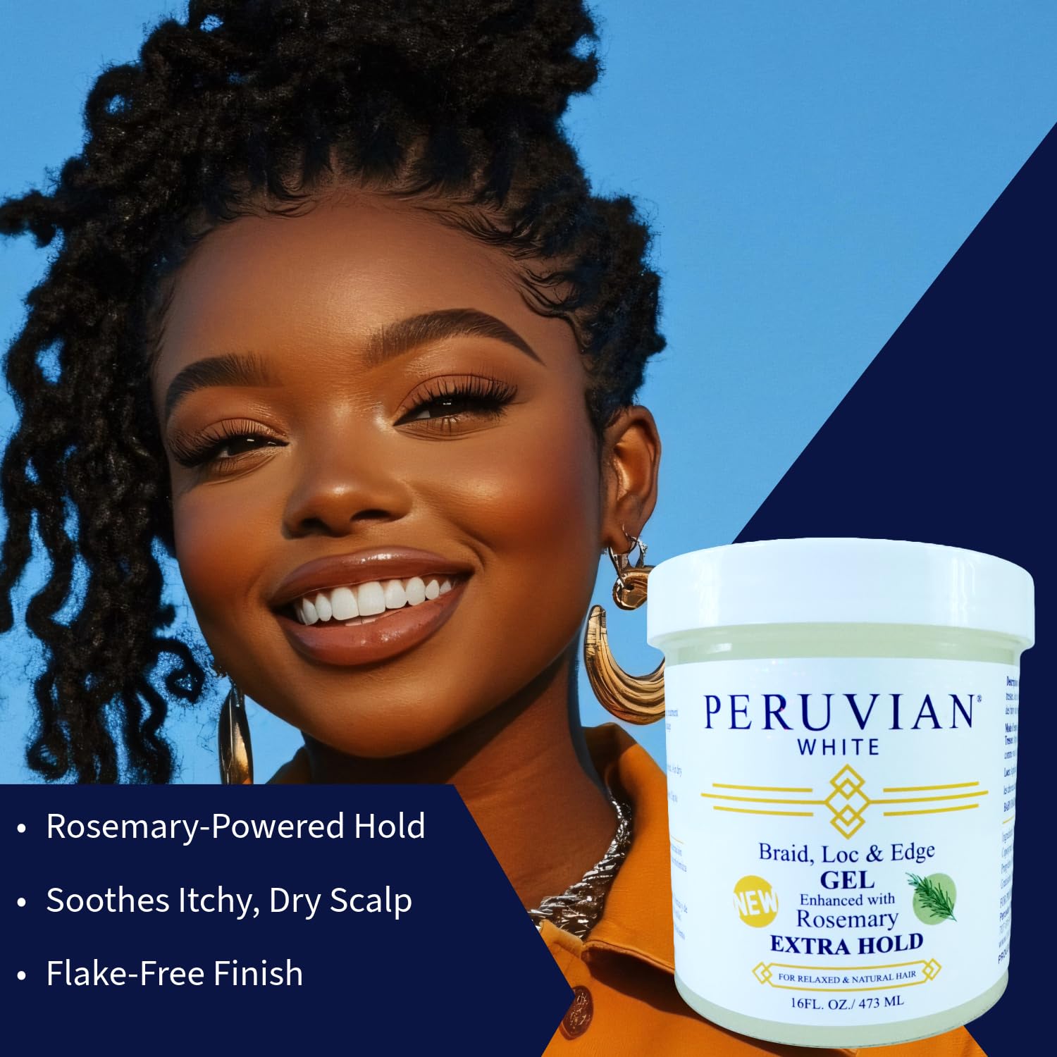 Peruvian White Braid, Loc & Edge Gel EXTRA HOLD – Rosemary, 16 oz