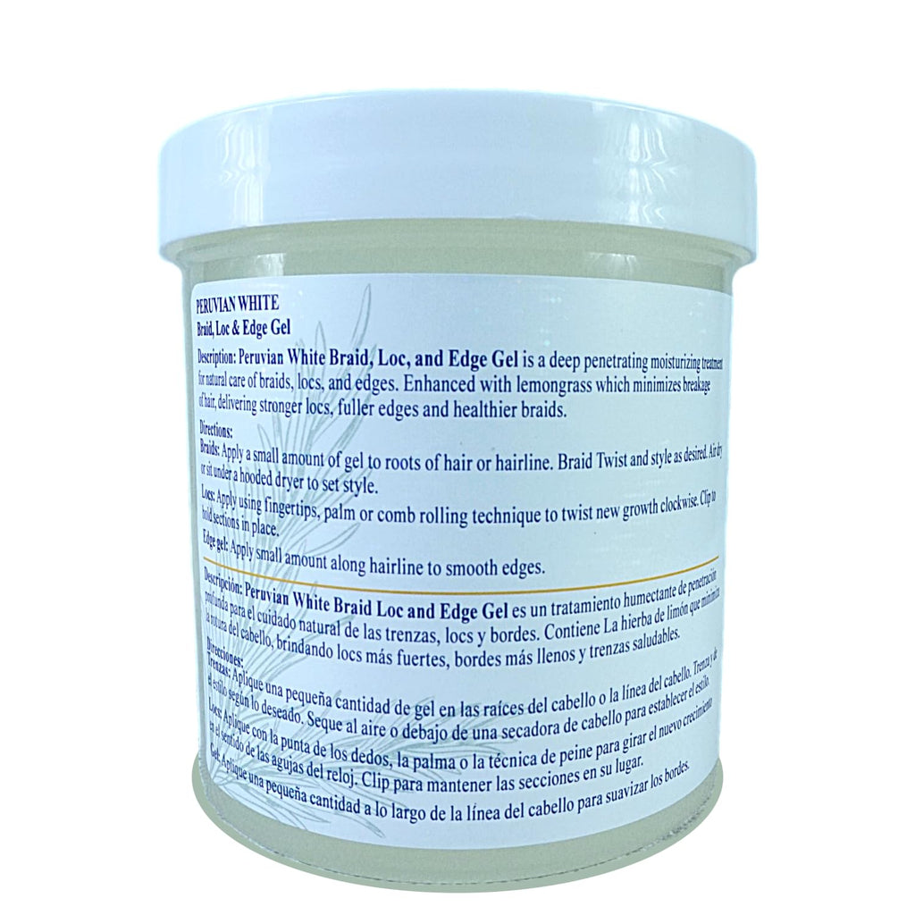 Peruvian White Braid, Loc & Edge Gel EXTRA HOLD – Rosemary, 16 oz