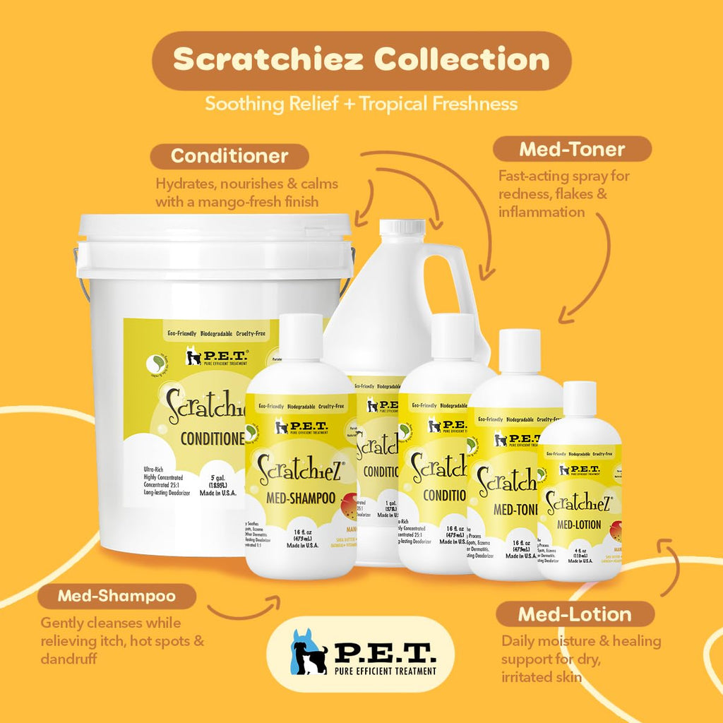 P.E.T. Scratchiez Soothing Oatmeal & Aloe Conditioner for Dogs & Cats — Mango Coconut, 16 oz