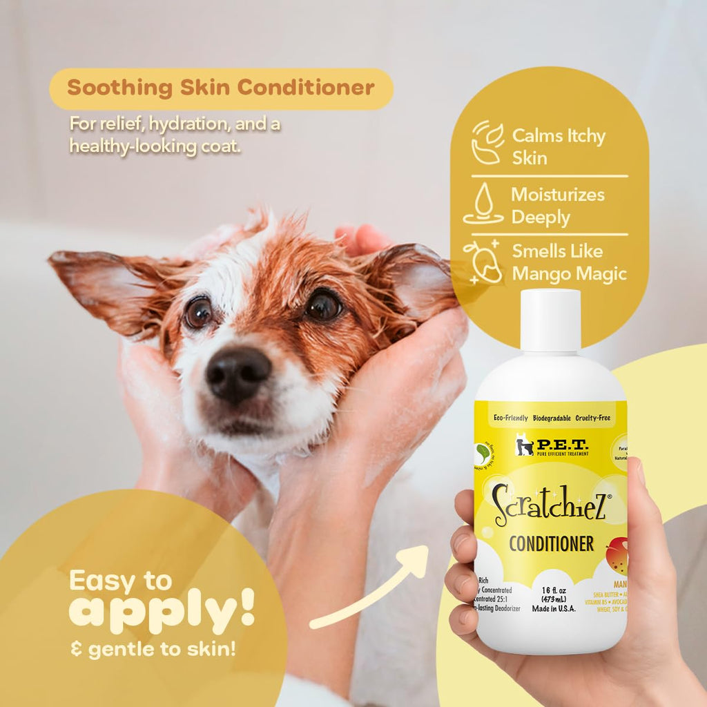 P.E.T. Scratchiez Soothing Oatmeal & Aloe Conditioner for Dogs & Cats — Mango Coconut, 16 oz