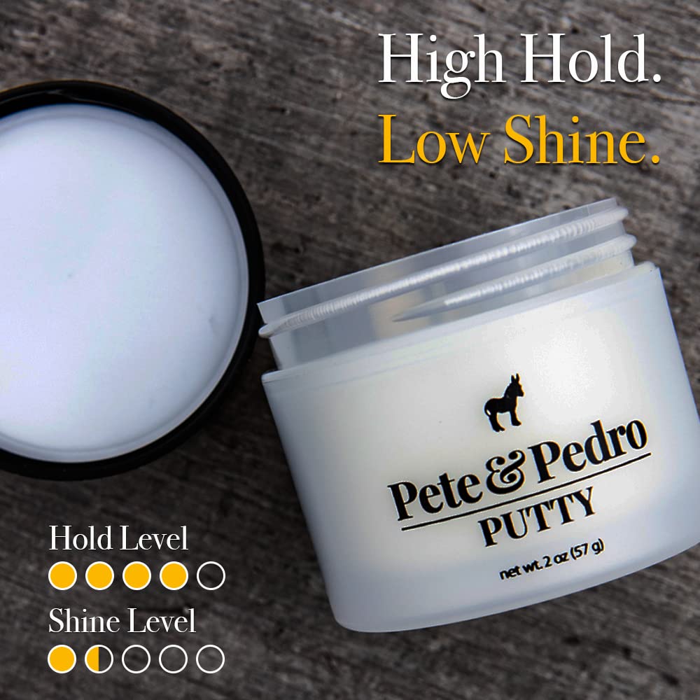 Pete & Pedro Hair Putty - Strong Hold, Matte Finish Hair Clay for Men | Water-Soluble, 2 oz | As Seen on Shark Tank