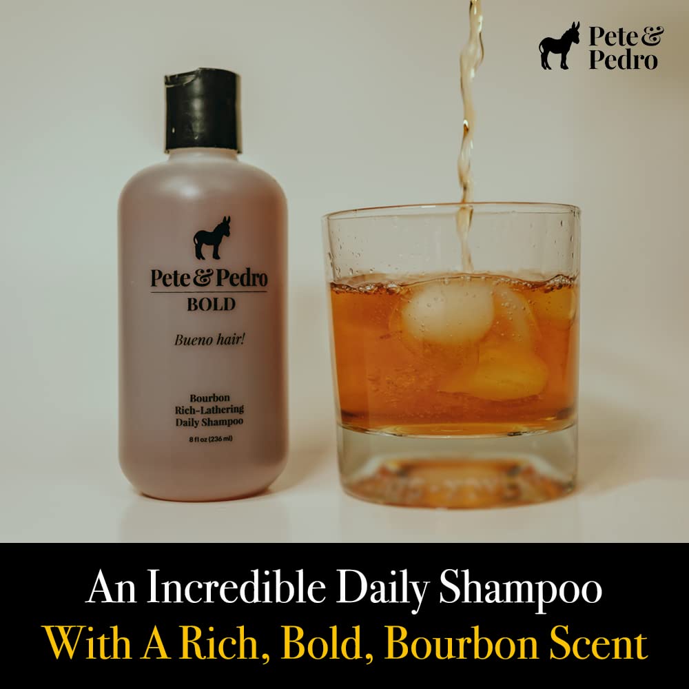 Pete & Pedro BOLD Bourbon Scented Daily Haircare Shampoo – Uber-Rich Volume for Men | All Hair Types | 8.5 oz