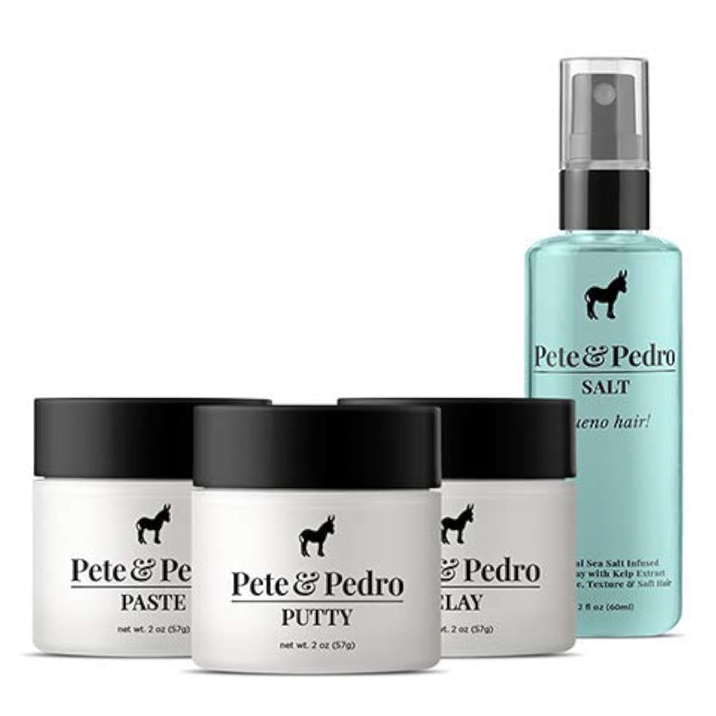 Pete & Pedro CORE FOUR Hair Kit – Men’s Hairstyling Set (Clay, Putty, Paste & Sea Salt Spray)