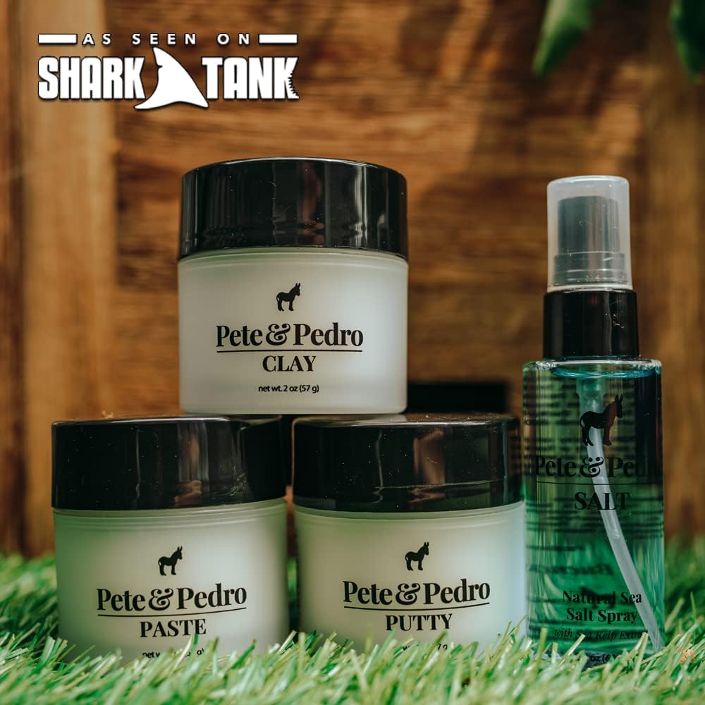 Pete & Pedro CORE FOUR Hair Kit – Men’s Hairstyling Set (Clay, Putty, Paste & Sea Salt Spray)