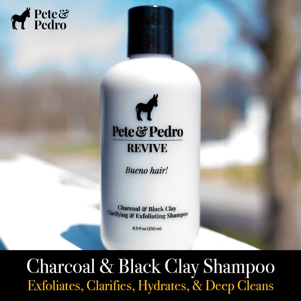 Pete & Pedro REVIVE Shampoo – Exfoliating Black Clay & Charcoal Detox (8.5 oz)