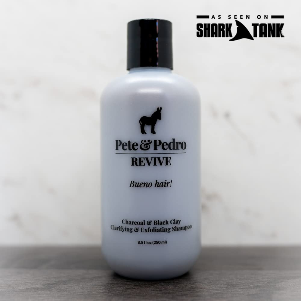 Pete & Pedro REVIVE Shampoo – Exfoliating Black Clay & Charcoal Detox (8.5 oz)