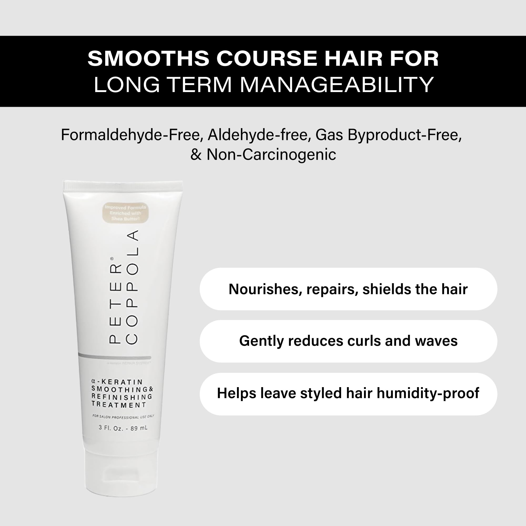 PETER COPPOLA a-Keratin Smoothing And Refinishing Treatment - Semi-Permanent Keratin Hair Care (3 oz) - Formaldehyde-Free