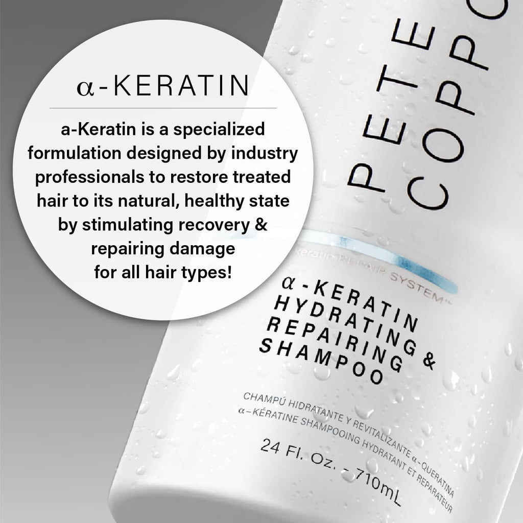 PETER COPPOLA a-Keratin Hydrating & Repairing Shampoo – Sulfate-Free, Ultra-Gentle Repair for Damaged Hair (10 oz)