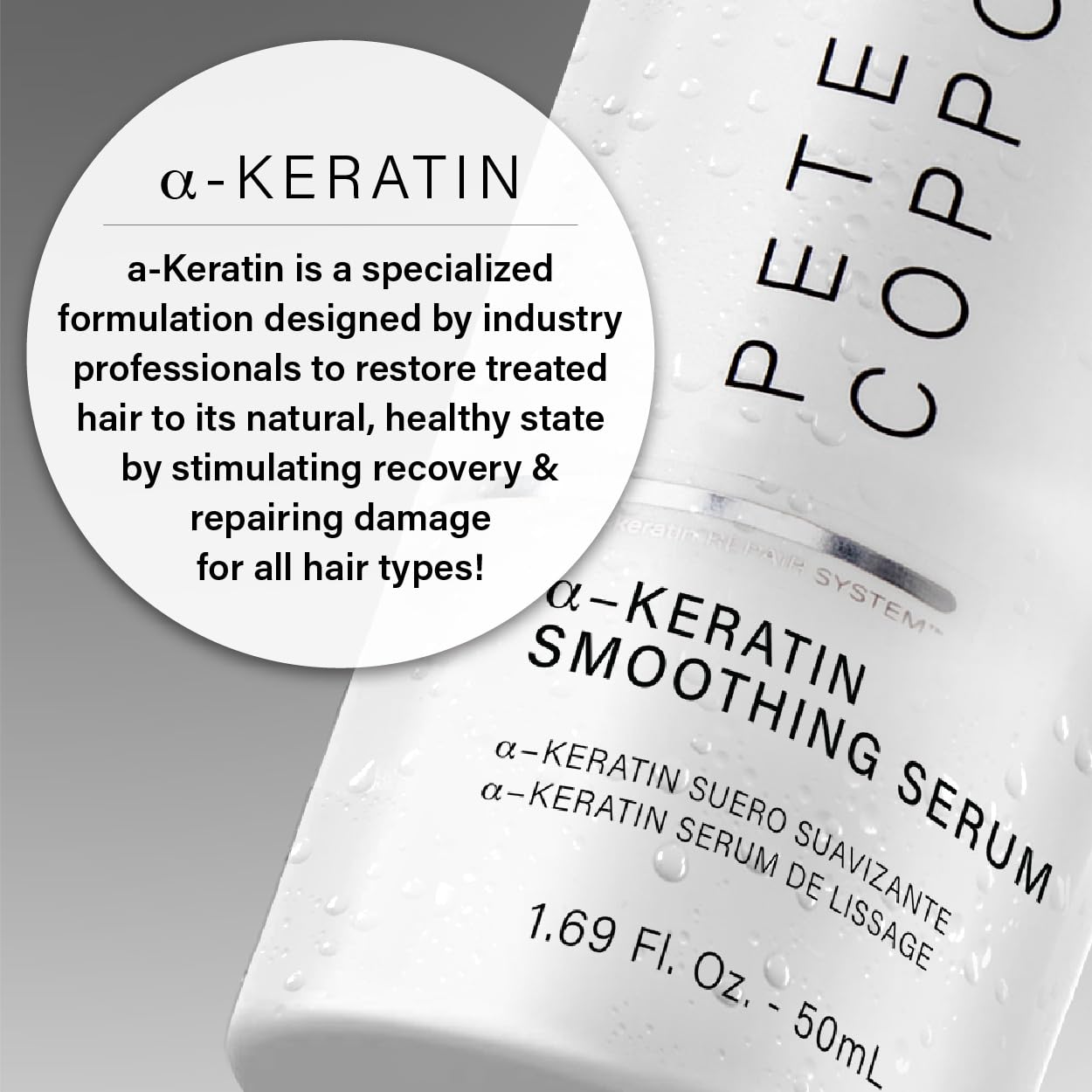 Peter Coppola a-Keratin Smoothing Serum - Lightweight Frizz Control & Shine (1.69 oz)